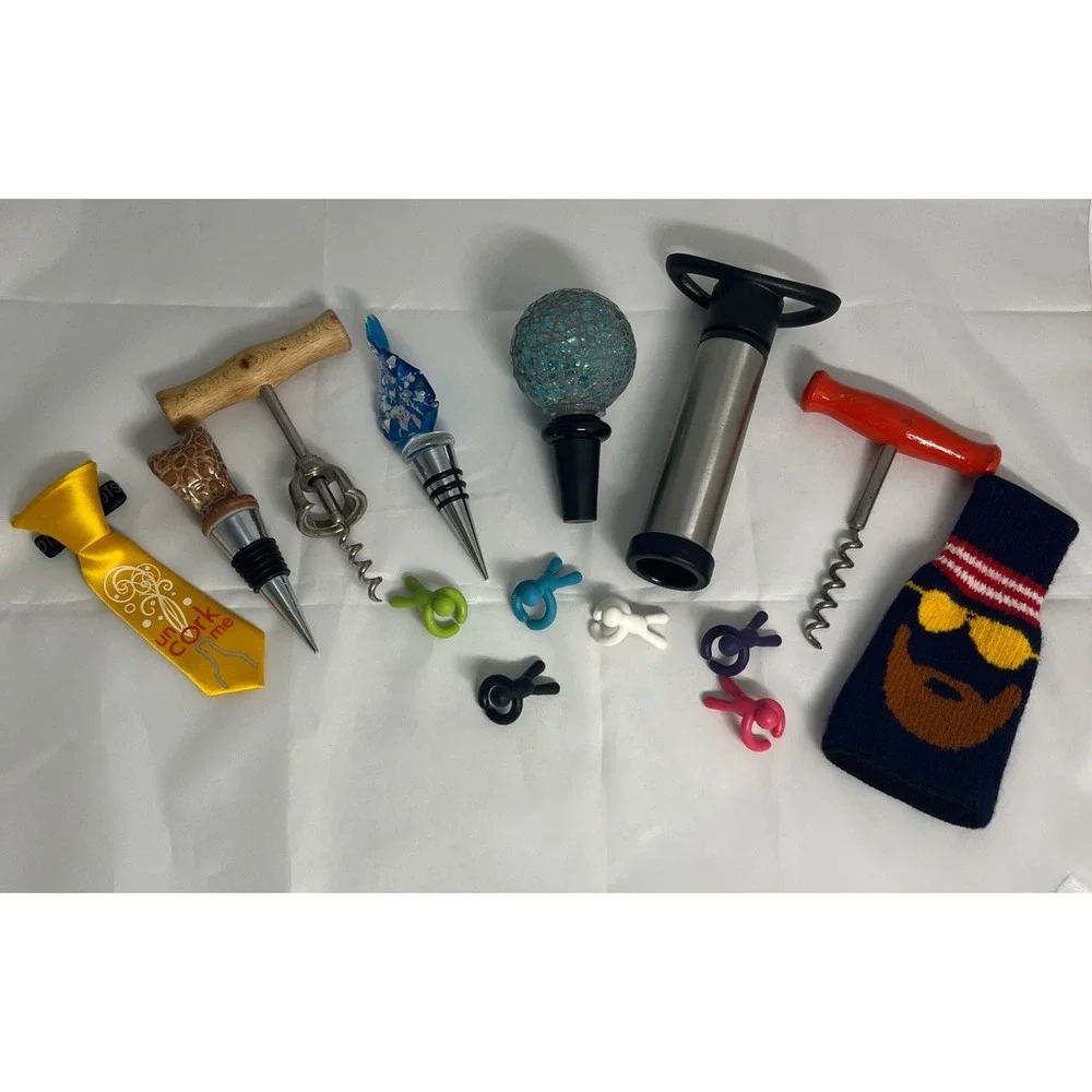 Lot of 9‎ Pre-Owned Wine Accessories: Corks, Stoppers & Openers Set
